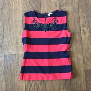 Halogen striped jewel neck blouse L